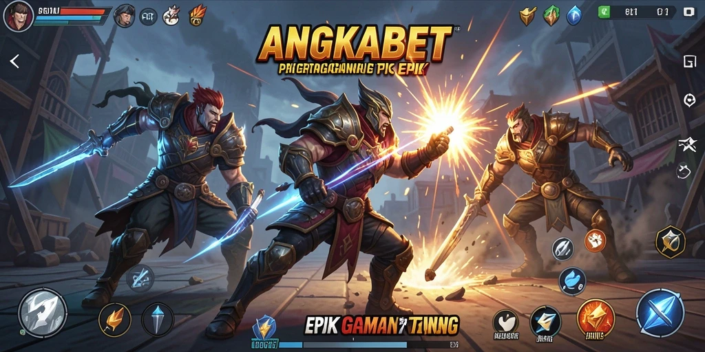 Screenshot menggambarkan momen pertarungan intens di arena ANGKABET.