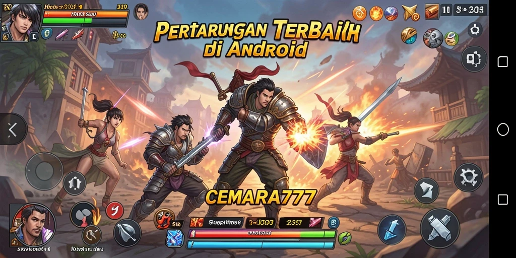 Tampilan seru dari pertarungan di CEMARA777 dengan karakter yang bertarung.