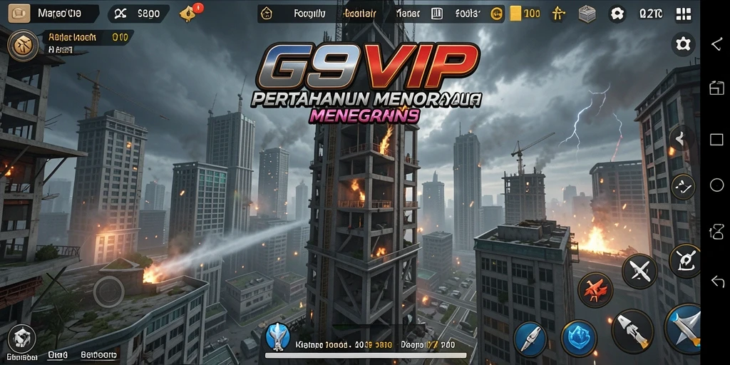 Screenshot G9VIP menampilkan aksi menegangkan dalam Tower Defense.