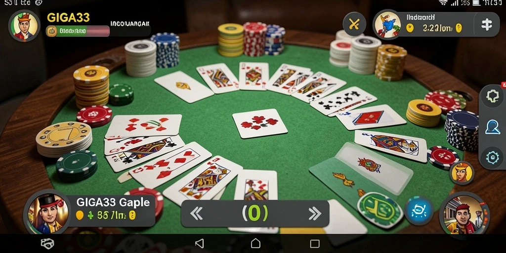 Tampilan gameplay GIGA33 yang menarik dan interaktif dalam permainan Gaple.