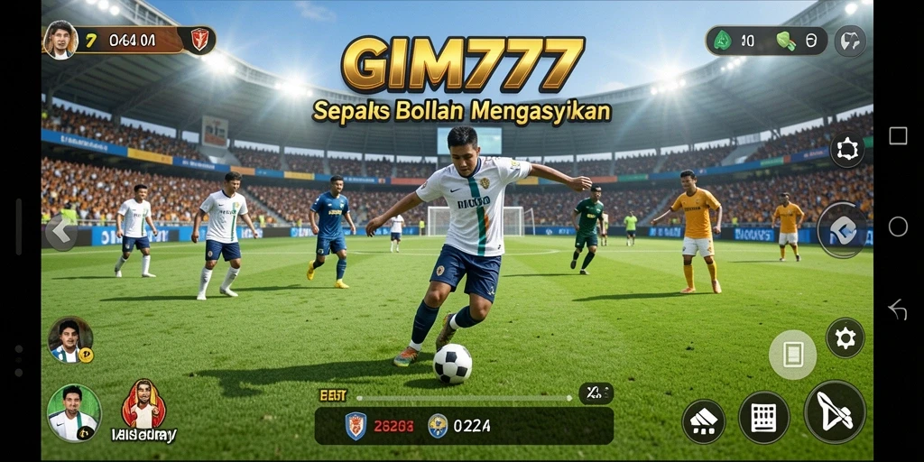 Tangkapan layar utama GIM777 menampilkan aksi sepak bola yang dramatis.