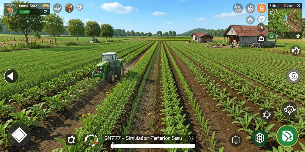 Tangkapan layar gameplay GN777 menampilkan aktivitas bertani yang seru dan interaktif.