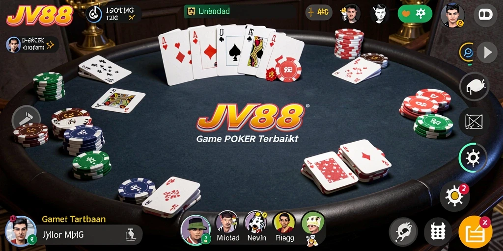 Tampilan intuitif dan menarik saat bermain poker di JV88.