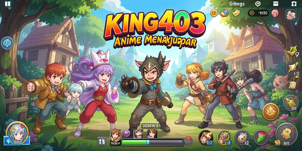 Screenshot KING403 menampilkan aksi seru dalam pertarungan karakter Anime.