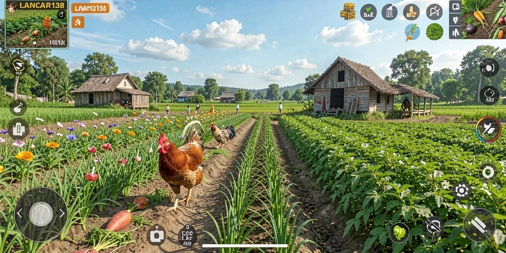 Tangkapan layar gameplay <strong>LANCAR138</strong> yang menunjukkan aktivitas bertani yang seru.