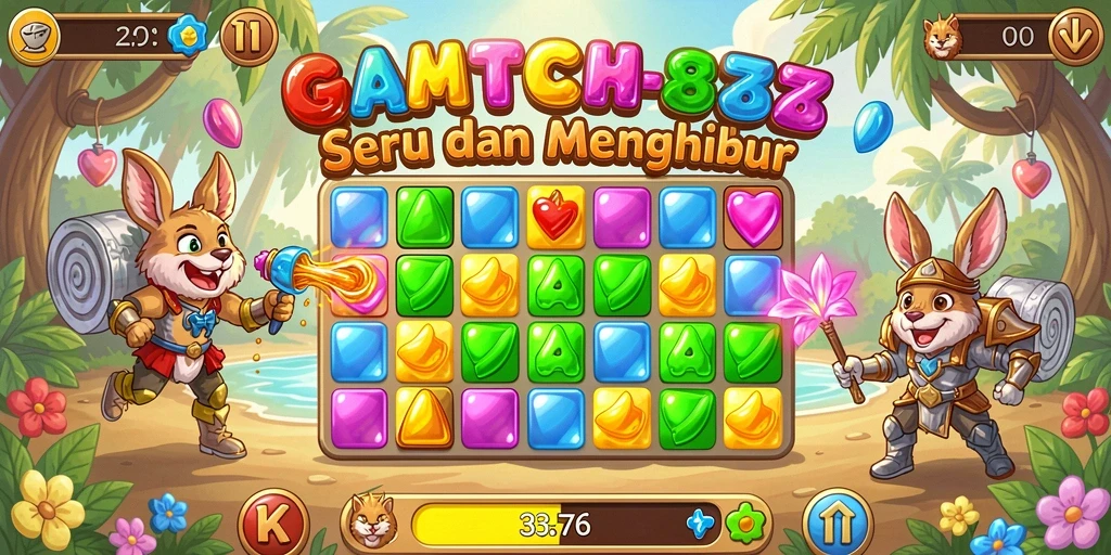 Tangkapan layar gameplay MPO76 yang menampilkan kombinasi Match-3 yang menarik.