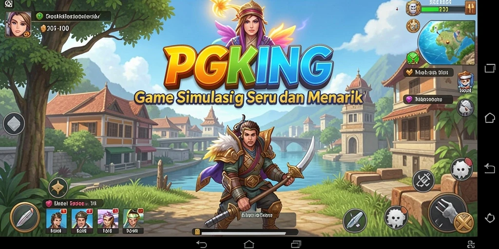 Tangkapan layar dari gameplay PGKING yang menampilkan dunia simulasi yang interaktif.
