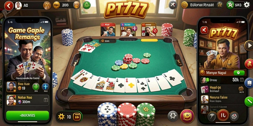 Tampilan gameplay Gaple yang menarik dan seru di PT777.