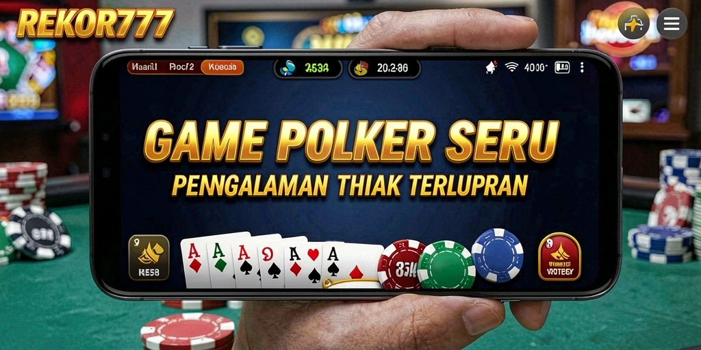 Screenshot utama REKOR777 menampilkan gameplay Poker yang menarik dan interaktif.