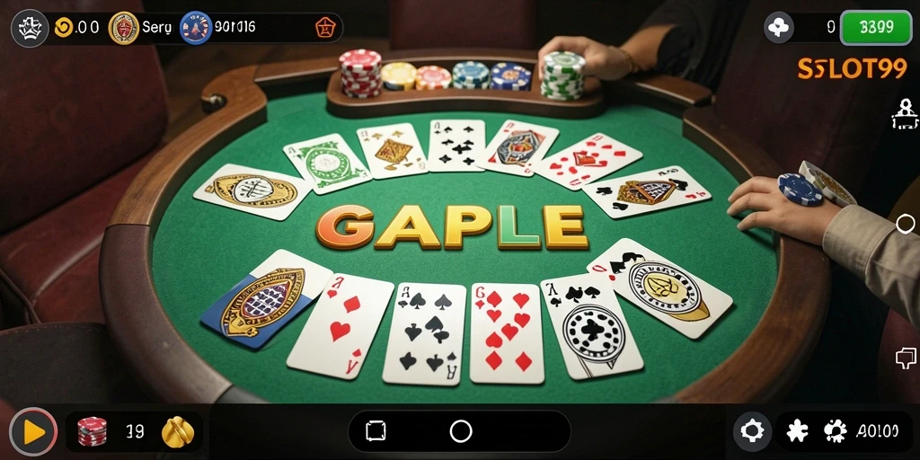 Tampilan gameplay SLOT99 menunjukkan keseruan permainan Gaple.