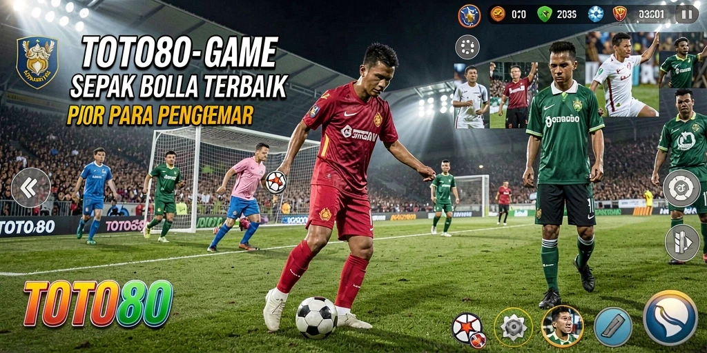 Tangkapan layar dari permainan TOTO80 yang menampilkan aksi sepak bola yang mendebarkan.