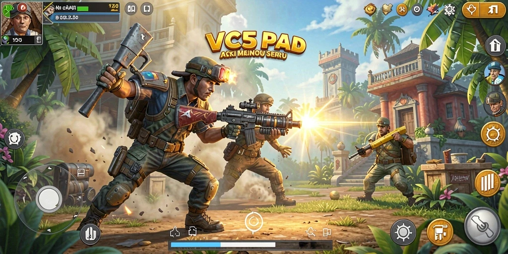 Screenshot VC55 menampilkan aksi mendebarkan di setiap level gameplay.