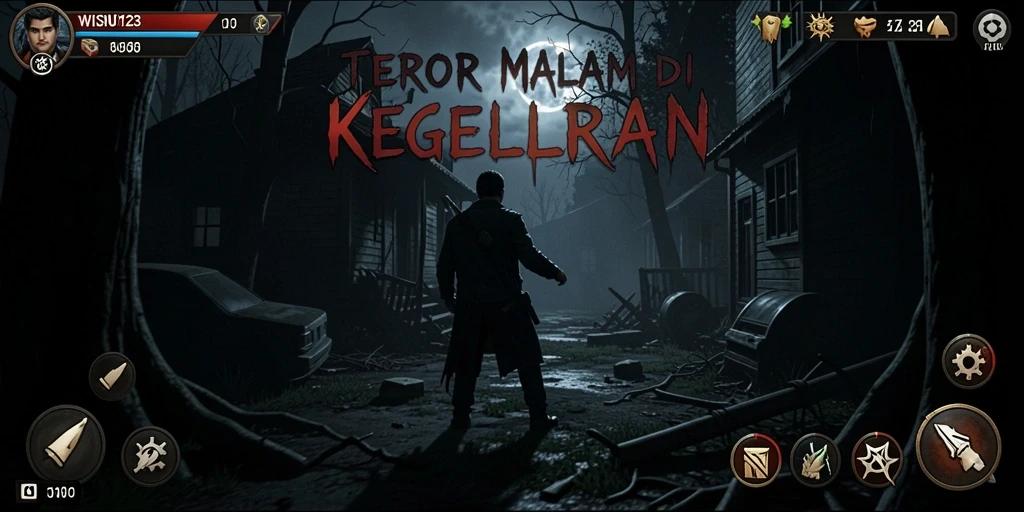Tangkapan layar menampilkan karakter menakutkan dalam suasana gelap.